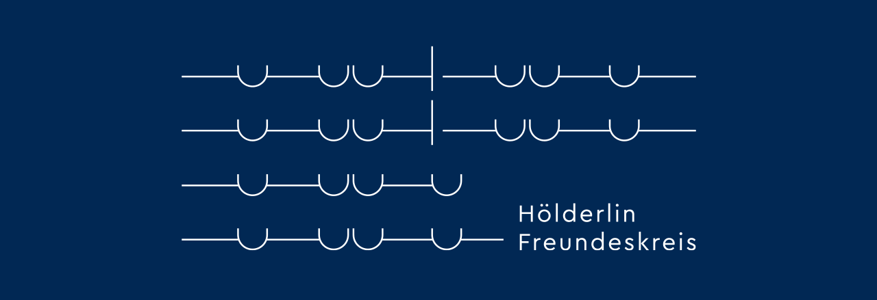 Animiertes Banner des Hölderlin Freundeskreises weiss auf blauem Grund mit Worten eines Gedichtes