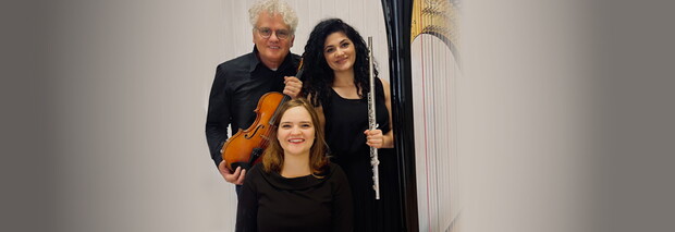 Amonet Trio mit Götz Engelhardt (Bratsche), Bianca Alecu (Flöte) und Jelena Sophia Engelhardt (Harfe) - Headerabbildung