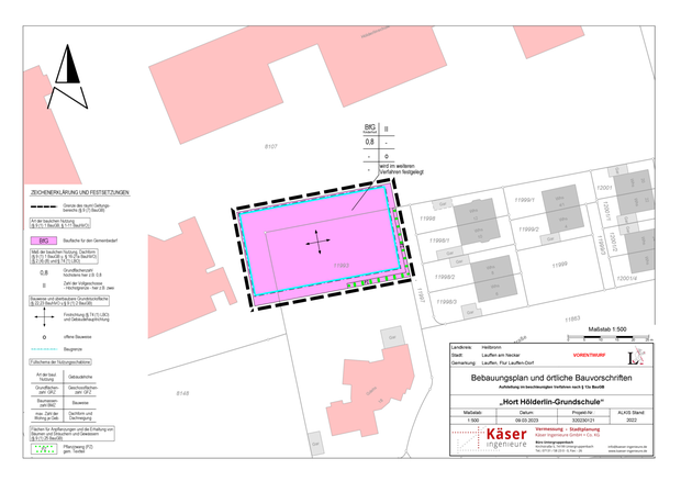 Vorentwurf Hort Hölderlin-Grundschule des Büros Käser Ingenieure, Untergruppenbach vom 09.03.2023