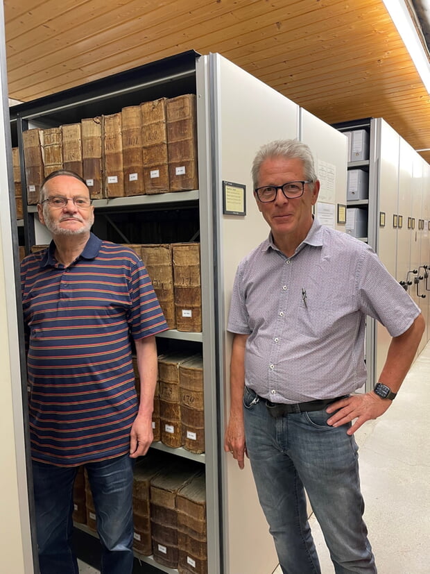 Karl-Heinz Haas, Archivmitarbeiter u. Dr. Axel Koster, Archivar