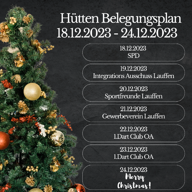 Belegungsplan Weihnachtshütte des Gewerbevereins