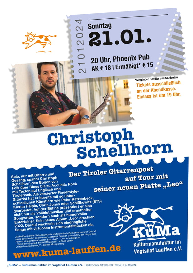 Christoph Schellhorn am 21.1. um 20 Uhr im Phoenix Pub