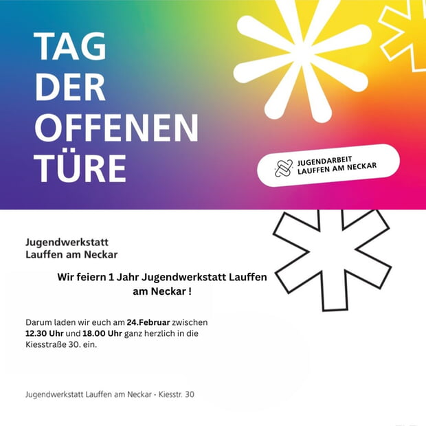 Plakat zum Tag der offenen Türe der Jugendwerkstatt