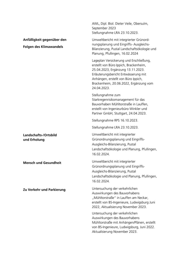 Informationen zu umweltbzeogenen Belangen