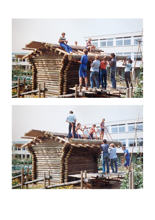 Aufbau Blockhäusle - Fotos übermittelt von Peter Haury, Sohne von Arnulf Haury