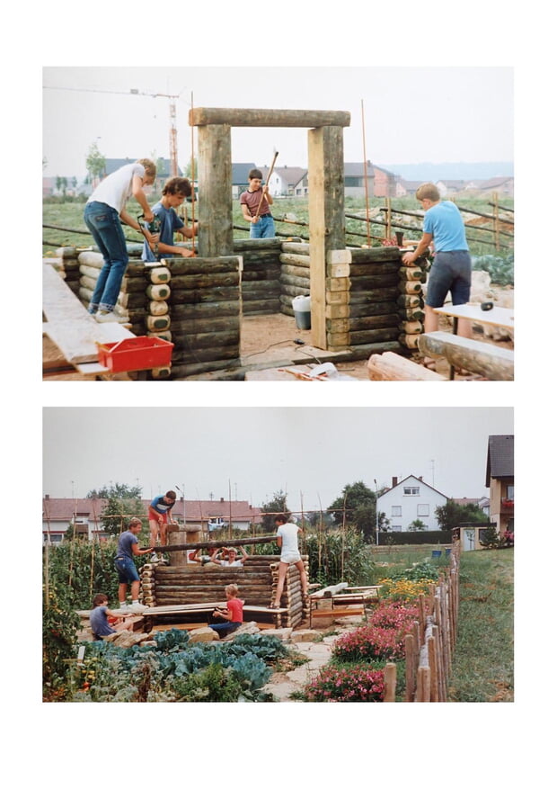 Aufbau Blockhäusle - Fotos übermittelt von Peter Haury, Sohne von Arnulf Haury