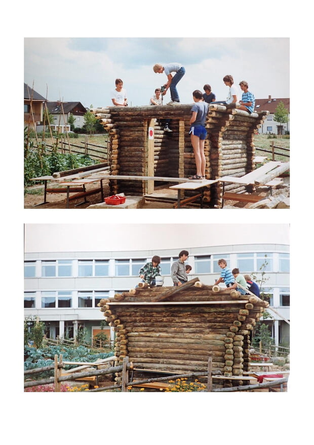 Aufbau Blockhäusle - Fotos übermittelt von Peter Haury, Sohne von Arnulf Haury