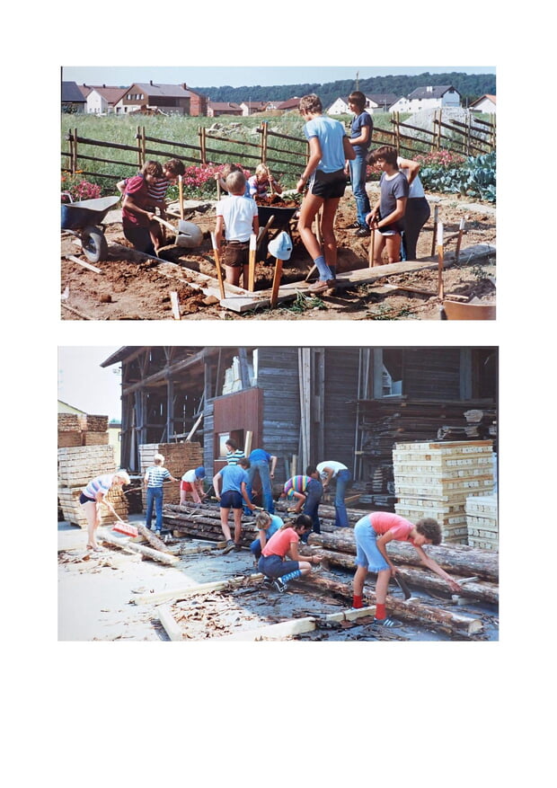 Aufbau Blockhäusle - Fotos übermittelt von Peter Haury, Sohne von Arnulf Haury