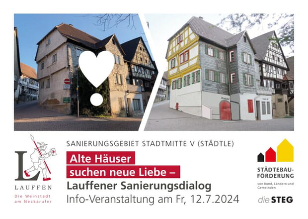 Flyer Sanierungsdialog Alte Häuser suchen neue Liebe 