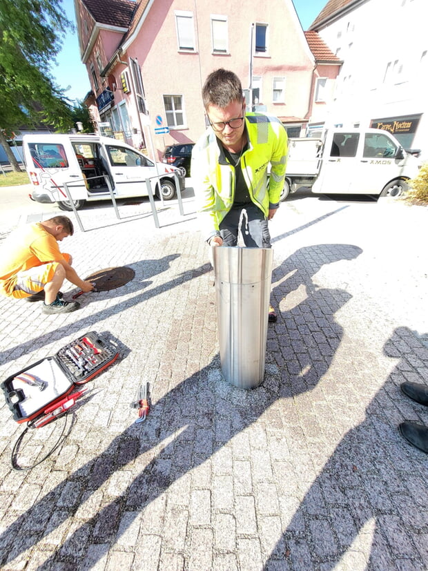 Der Trinkbrunnen an der Radachse ist wieder in Betrieb