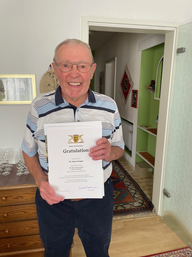 Seinen 90. Geburtstag konnte Heinz Bucher mit der Familie in der Bürgerstube feiern.