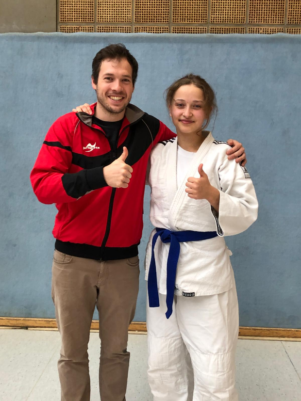 Trainer Hannes Weil (links) und Judoka Lüba Gerlach (rechts)