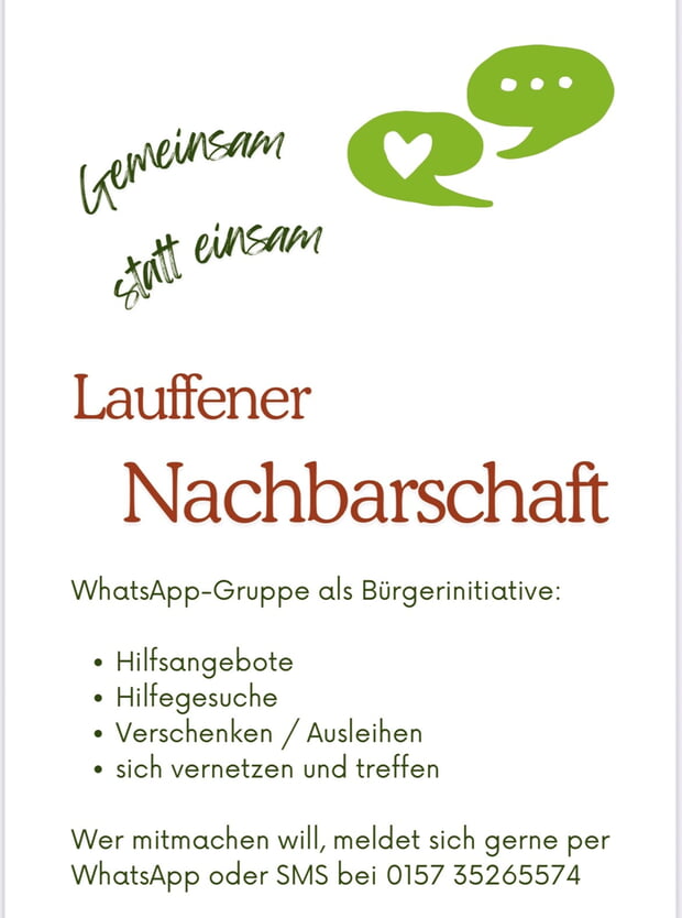 Der neue WhatsApp-Gruppe "Lauffener Nachbarschaft" sind schon über 100 Bürgerinnen und Bürger beigetreten