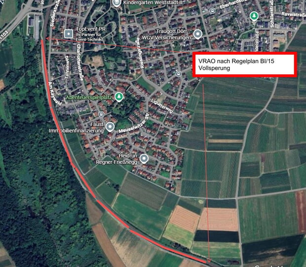 Vollsperung des Wegs vom Umspannwerk bis zum Bahndurchlass am Eingang Seeloch