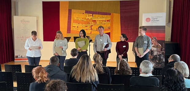 Ergebnisbekanntgabe Kategorie Bläser im Orchestersaal in Lauffen