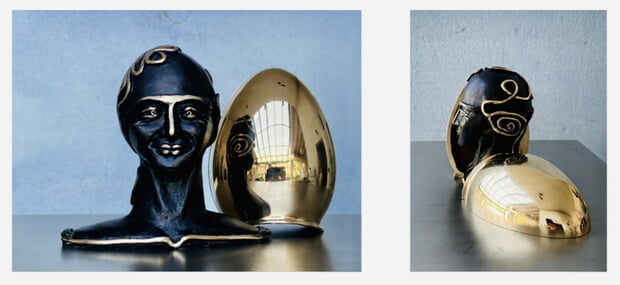 "Diotima", Bronze patiniert und poliert, 2023