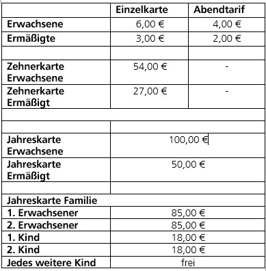 Freibadgeb&uuml;hren