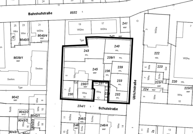 Innerstädtisches Grundstück zwischen Seugen-Ulrich u. Schulstraße