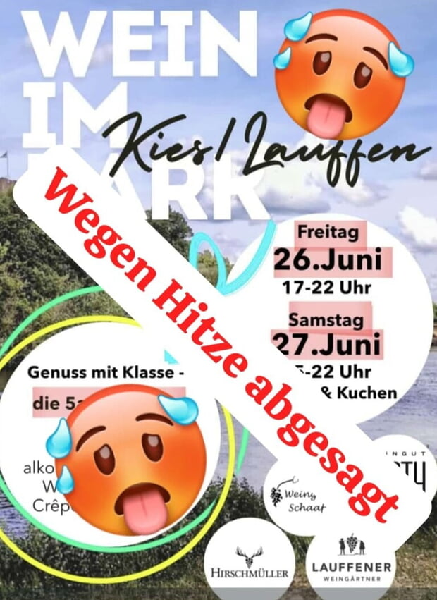 Wein im Park - Absage wegen Hitze