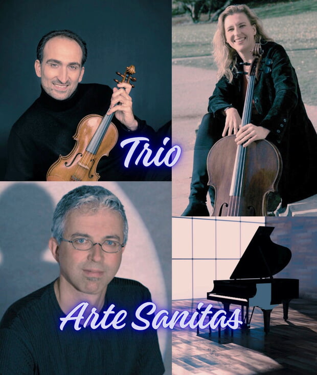 oben: Alexandre Feye (Violine), unten: Peer Findeisen (Klavier) und Dorothea von Albrecht (Violoncello)