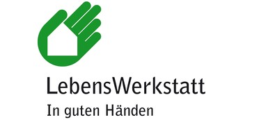 LebensWerkstatt Logo mit grüner stilisierter Hand