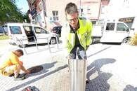 Der Trinkbrunnen an der Radachse ist wieder in Betrieb
