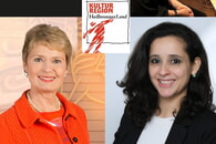 Drei Frauen, ein Logo: Starke Frauen - Kulturprogramm in Lauffen a.N. (li.o.), Friedlinde Gurr-Hirsch (li. unten), Prof. Dr.-Ing. Zamira Daw (re.u.) und Kirchenmusikerin Katharina Linn (re. oben).