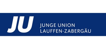 Logo JU Schriftzug Junge Union Lauffen Zabergäu auf blauem Feld