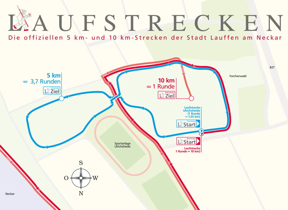 Laufstrecken, 10-km-Strecke (Grafik 2016)