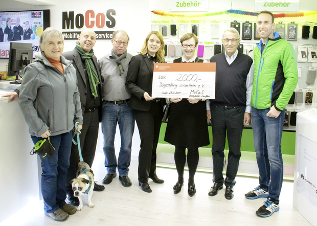 Mocos Spendenscheck-Übergabe an die Bürgerstiftung im November 2019