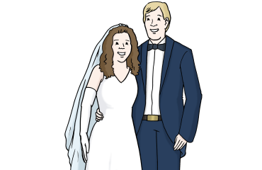 Heirat - Die Bilder sind von: © Lebenshilfe für Menschen mit geistiger Behinderung Bremen e.V., Illustrator Stefan Albers, Atelier Fleetinsel, 2013