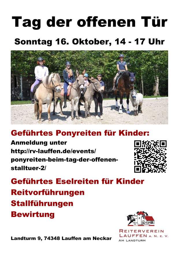 Plakat Tag der offenen Tür Sonntag, 16. Oktober beim Reiterverein