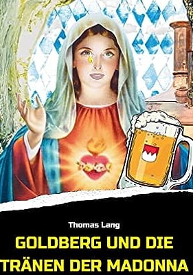 eine Frau mit einem leuchtenden Herzen und einer Träne am Auge und einem Bierkrug im Vordergrung