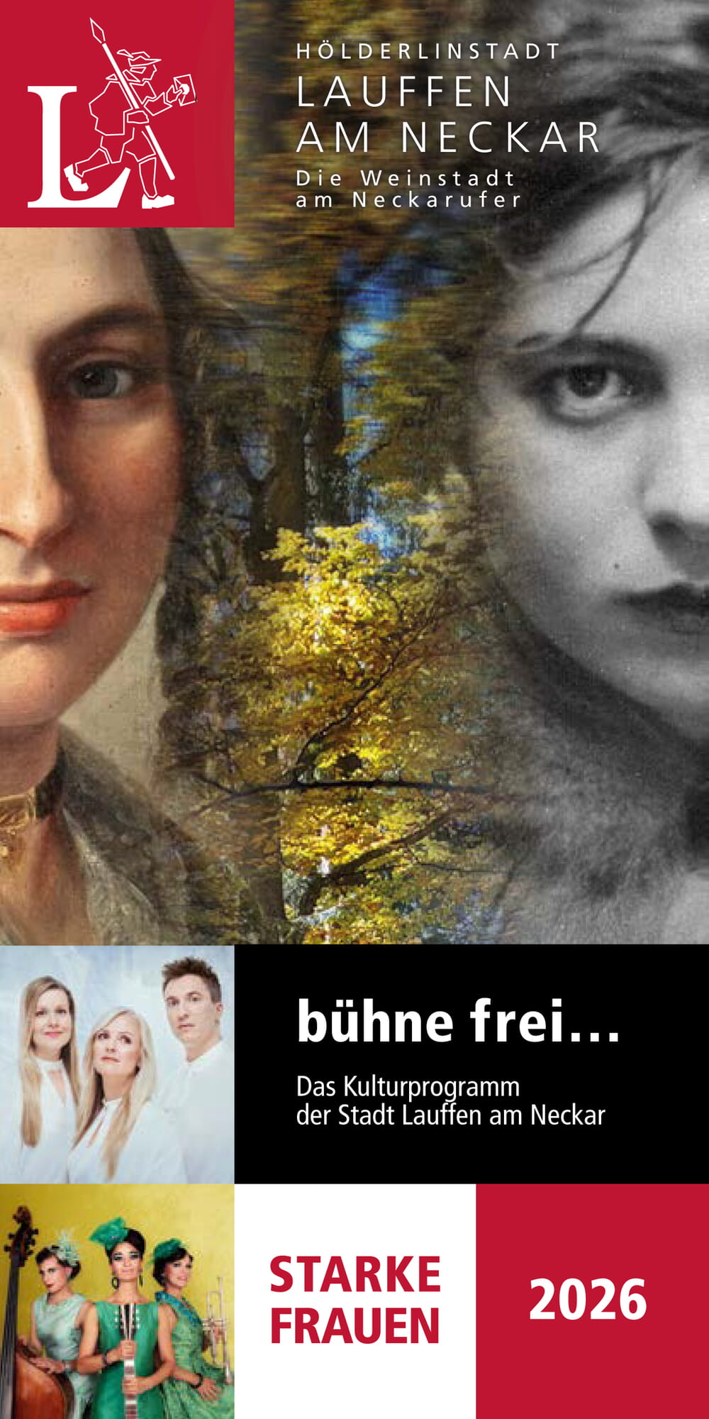 Titelseite "bühne frei..."- Programmheft 2026 - Starke Frauen